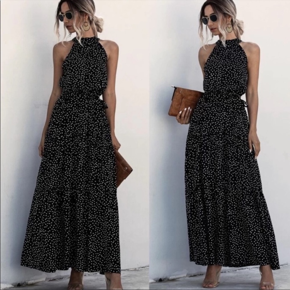Kara and Kate Black Polka Dot Maxi Dress - Picture 2 of 5